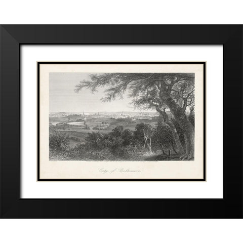 City of Baltimore Black Modern Wood Framed Art Print with Double Matting by Bryant, William Cullen