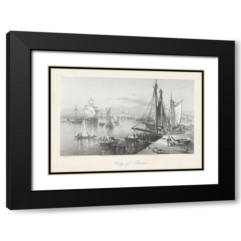 City of Boston Black Modern Wood Framed Art Print with Double Matting by Bryant, William Cullen