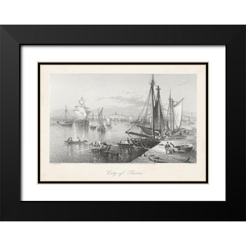 City of Boston Black Modern Wood Framed Art Print with Double Matting by Bryant, William Cullen