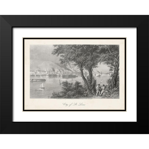 City of St. Louis Black Modern Wood Framed Art Print with Double Matting by Bryant, William Cullen