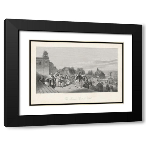The Terrace-Central Park Black Modern Wood Framed Art Print with Double Matting by Bryant, William Cullen