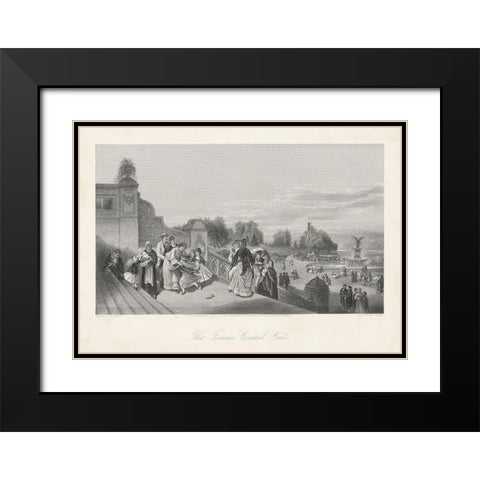 The Terrace-Central Park Black Modern Wood Framed Art Print with Double Matting by Bryant, William Cullen