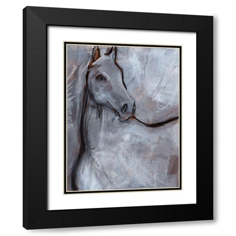 White Horse Contour I Black Modern Wood Framed Art Print with Double Matting by Parker, Jennifer Paxton