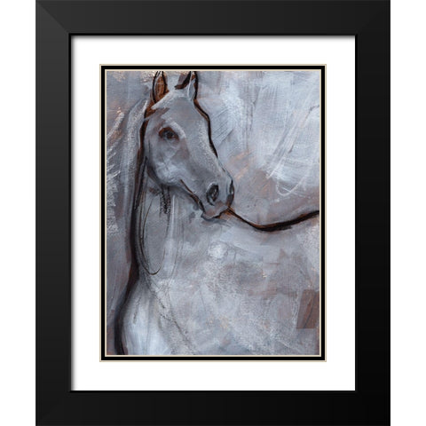 White Horse Contour I Black Modern Wood Framed Art Print with Double Matting by Parker, Jennifer Paxton