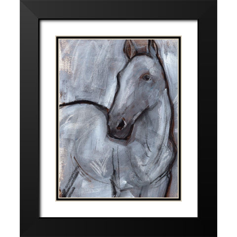 White Horse Contour II Black Modern Wood Framed Art Print with Double Matting by Parker, Jennifer Paxton