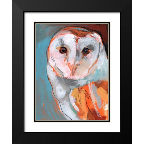 Optic Owl II Black Modern Wood Framed Art Print with Double Matting by Parker, Jennifer Paxton