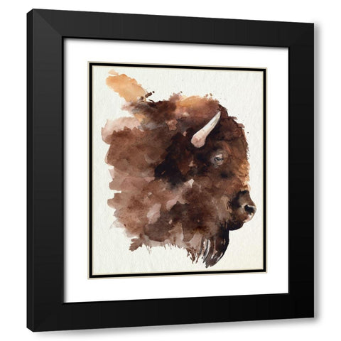 Watercolor Bison Profile I Black Modern Wood Framed Art Print with Double Matting by Parker, Jennifer Paxton