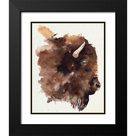 Watercolor Bison Profile I Black Modern Wood Framed Art Print with Double Matting by Parker, Jennifer Paxton