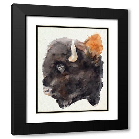 Watercolor Bison Profile II Black Modern Wood Framed Art Print with Double Matting by Parker, Jennifer Paxton