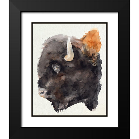 Watercolor Bison Profile II Black Modern Wood Framed Art Print with Double Matting by Parker, Jennifer Paxton