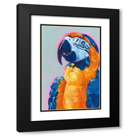 Pop Art Parrot I Black Modern Wood Framed Art Print with Double Matting by Parker, Jennifer Paxton
