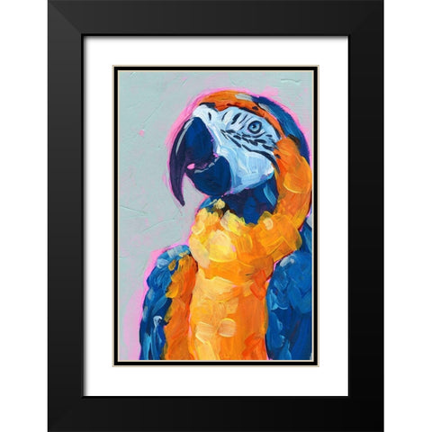 Pop Art Parrot I Black Modern Wood Framed Art Print with Double Matting by Parker, Jennifer Paxton