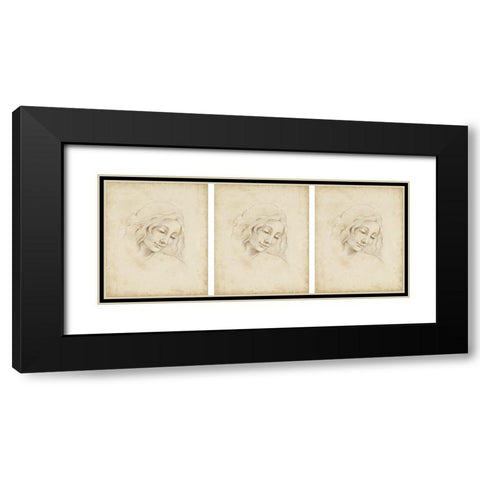 3-UP Classical Portrait Study III Black Modern Wood Framed Art Print with Double Matting by Harper, Ethan