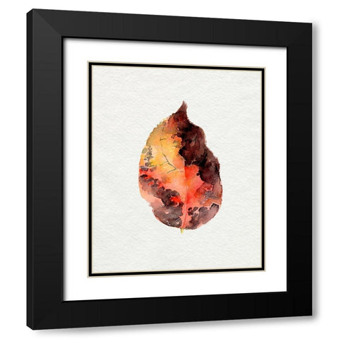 Watercolor Autumn Leaf I Black Modern Wood Framed Art Print with Double Matting by Parker, Jennifer Paxton