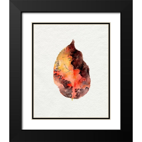 Watercolor Autumn Leaf I Black Modern Wood Framed Art Print with Double Matting by Parker, Jennifer Paxton