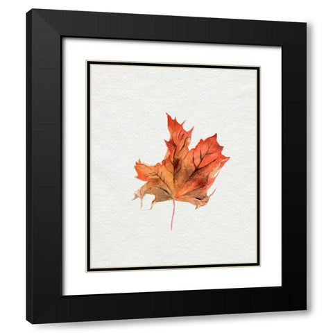 Watercolor Autumn Leaf II Black Modern Wood Framed Art Print with Double Matting by Parker, Jennifer Paxton