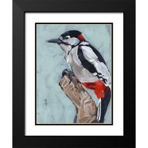 Woodpecker Paintstrokes I Black Modern Wood Framed Art Print with Double Matting by Parker, Jennifer Paxton