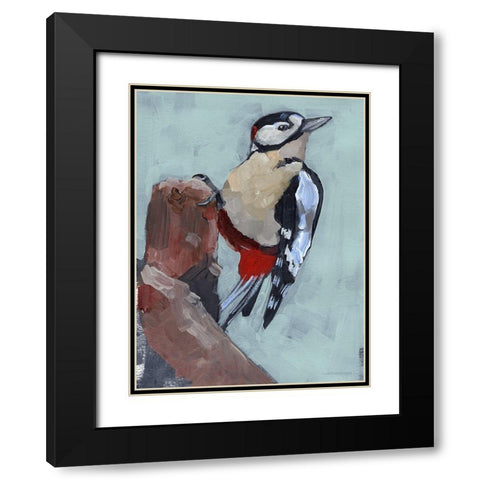 Woodpecker Paintstrokes II Black Modern Wood Framed Art Print with Double Matting by Parker, Jennifer Paxton