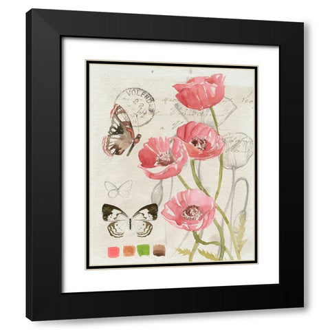 Field Notes Florals I Black Modern Wood Framed Art Print with Double Matting by Parker, Jennifer Paxton