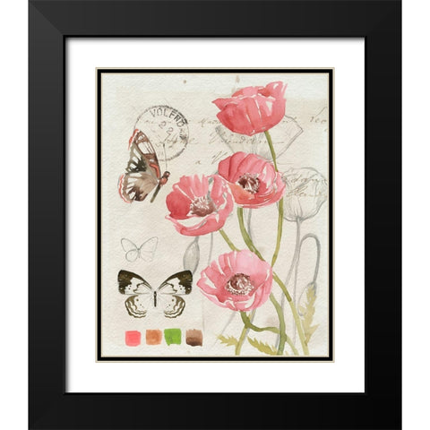 Field Notes Florals I Black Modern Wood Framed Art Print with Double Matting by Parker, Jennifer Paxton