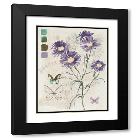 Field Notes Florals III Black Modern Wood Framed Art Print with Double Matting by Parker, Jennifer Paxton