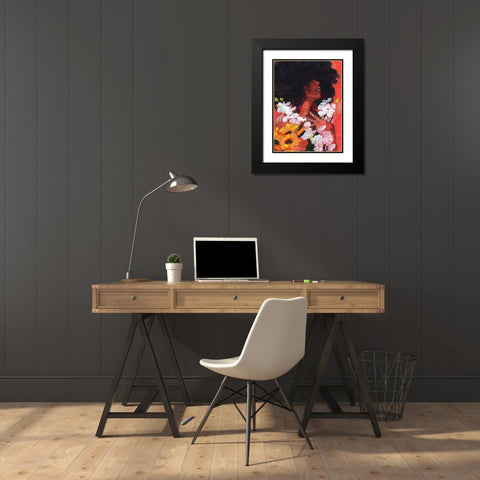 Through the Flowers II Black Modern Wood Framed Art Print with Double Matting by Parker, Jennifer Paxton