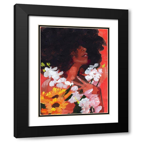 Through the Flowers II Black Modern Wood Framed Art Print with Double Matting by Parker, Jennifer Paxton