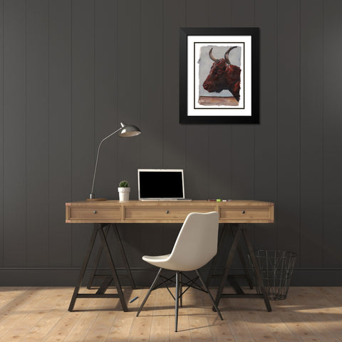 Cattle View I Black Modern Wood Framed Art Print with Double Matting by Parker, Jennifer Paxton