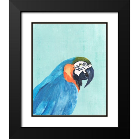 Exotic Bird on Blue I Black Modern Wood Framed Art Print with Double Matting by Warren, Annie