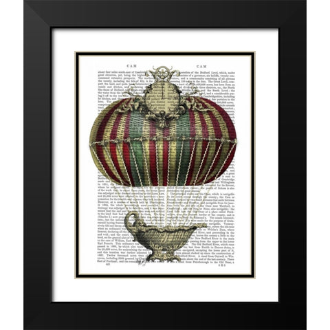Baroque Fantasy Balloon 3 Black Modern Wood Framed Art Print with Double Matting by Fab Funky