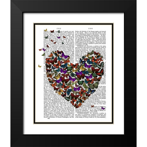 Butterfly Heart Black Modern Wood Framed Art Print with Double Matting by Fab Funky