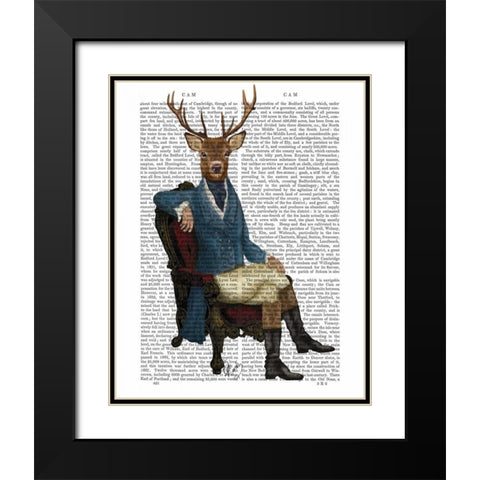 Distinguished Deer Full Black Modern Wood Framed Art Print with Double Matting by Fab Funky