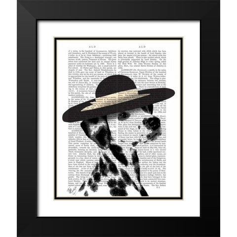 Dalmatian and Brimmed Black Hat Black Modern Wood Framed Art Print with Double Matting by Fab Funky