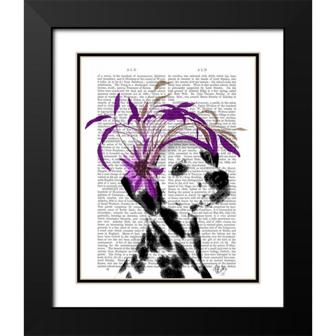 Dalmatian With Purple Fascinator Black Modern Wood Framed Art Print with Double Matting by Fab Funky