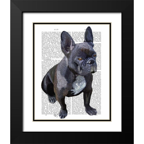 French Bulldog Plain Black Modern Wood Framed Art Print with Double Matting by Fab Funky