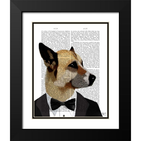 Debonair James Bond Dog Black Modern Wood Framed Art Print with Double Matting by Fab Funky