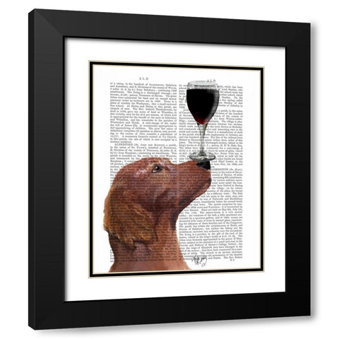Red Setter Dog Au Vin Black Modern Wood Framed Art Print with Double Matting by Fab Funky