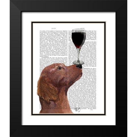 Red Setter Dog Au Vin Black Modern Wood Framed Art Print with Double Matting by Fab Funky
