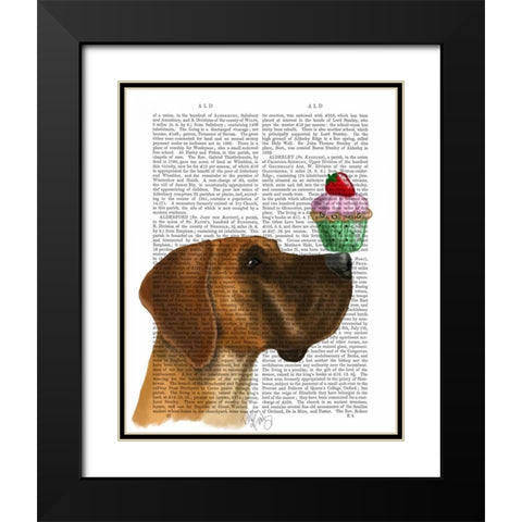 Great Dane and Cupcake Black Modern Wood Framed Art Print with Double Matting by Fab Funky