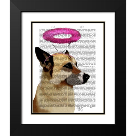German Shepherd With Pink Halo Black Modern Wood Framed Art Print with Double Matting by Fab Funky