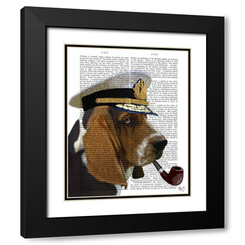 Basset Hound Sea Dog Black Modern Wood Framed Art Print with Double Matting by Fab Funky