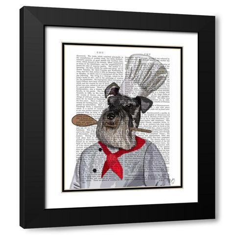 Schnauzer Chef Black Modern Wood Framed Art Print with Double Matting by Fab Funky