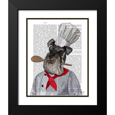 Schnauzer Chef Black Modern Wood Framed Art Print with Double Matting by Fab Funky