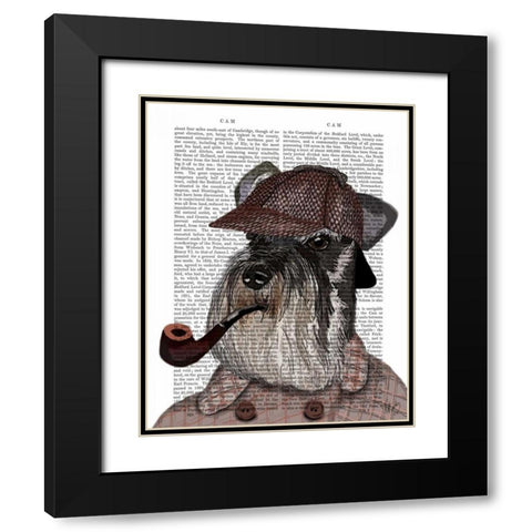 Schnauzer Sherlock Black Modern Wood Framed Art Print with Double Matting by Fab Funky