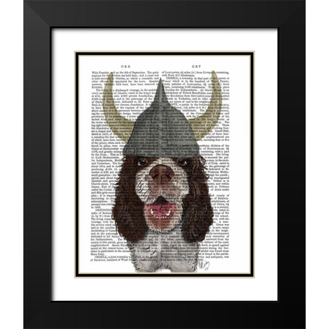 Springer Spaniel Viking Black Modern Wood Framed Art Print with Double Matting by Fab Funky