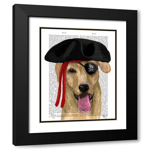 Yellow Labrador Pirate Black Modern Wood Framed Art Print with Double Matting by Fab Funky