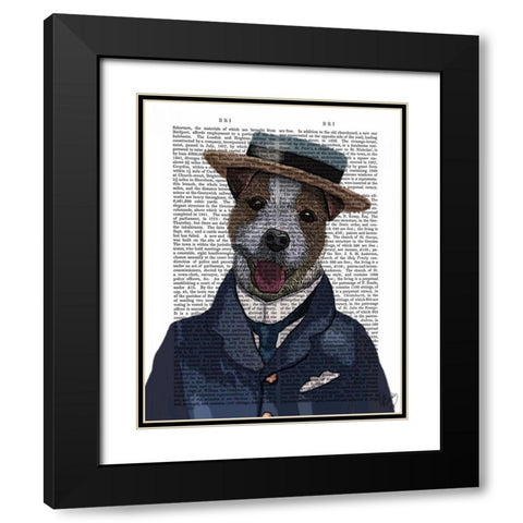 Jack Russell in Boater Black Modern Wood Framed Art Print with Double Matting by Fab Funky