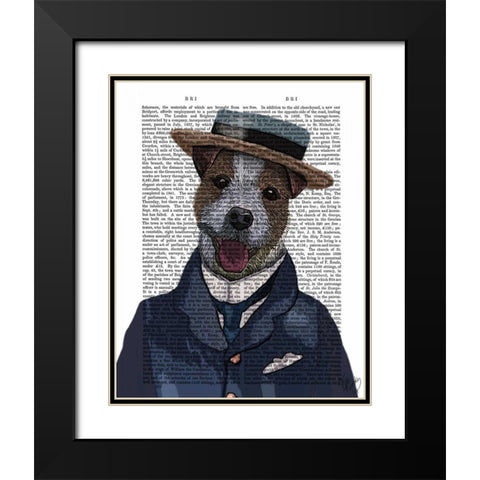 Jack Russell in Boater Black Modern Wood Framed Art Print with Double Matting by Fab Funky