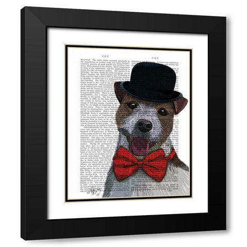 Jack Russell Union Jack Black Modern Wood Framed Art Print with Double Matting by Fab Funky