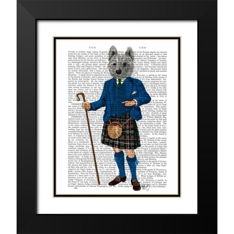 West Highland Terrier in Kilt Black Modern Wood Framed Art Print with Double Matting by Fab Funky